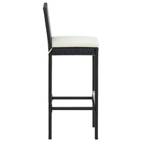 Thumbnail for 3-tlg. Gartenbar-Set mit Kissen Poly Rattan Schwarz