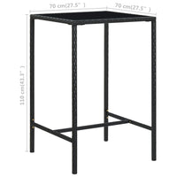 Thumbnail for 3-tlg. Gartenbar-Set mit Kissen Poly Rattan Schwarz