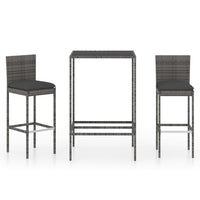 Thumbnail for 3-tlg. Gartenbar-Set mit Kissen Poly Rattan Grau