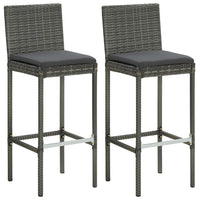 Thumbnail for 3-tlg. Gartenbar-Set mit Kissen Poly Rattan Grau