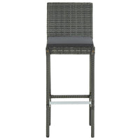Thumbnail for 3-tlg. Gartenbar-Set mit Kissen Poly Rattan Grau