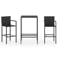 Thumbnail for 3-tlg. Gartenbar-Set Poly Rattan Schwarz