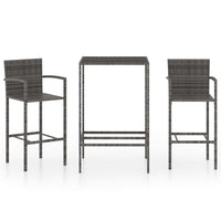 Thumbnail for 3-tlg. Gartenbar-Set Poly Rattan Grau