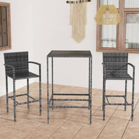Thumbnail for 3-tlg. Gartenbar-Set Poly Rattan Grau