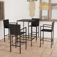 Thumbnail for 5-tlg. Gartenbar-Set Poly Rattan Schwarz