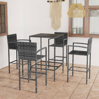 Thumbnail for 5-tlg. Gartenbar-Set Poly Rattan Grau