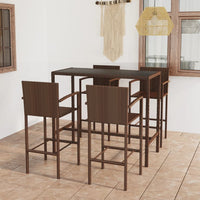 Thumbnail for 5-tlg. Gartenbar-Set Poly Rattan Braun