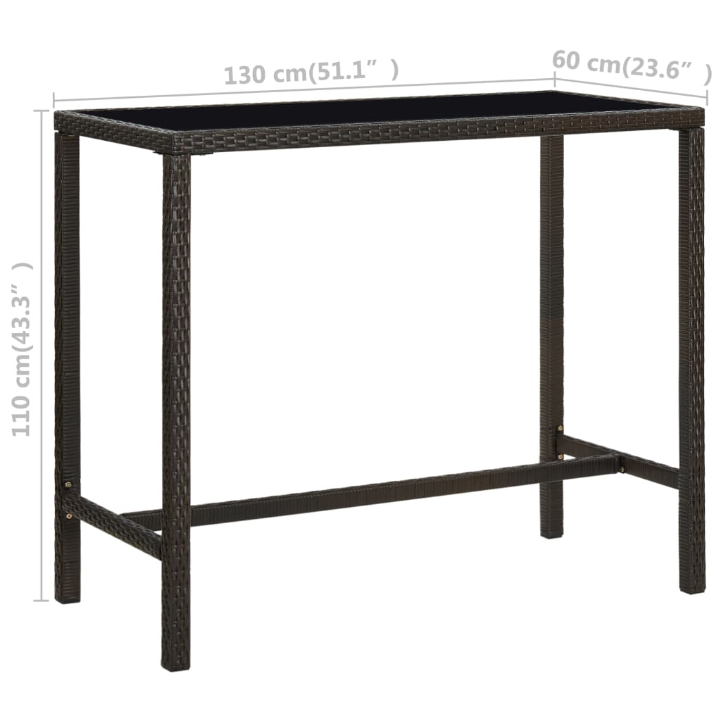 7-tlg. Gartenbar-Set Poly Rattan Braun