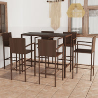Thumbnail for 7-tlg. Gartenbar-Set Poly Rattan Braun