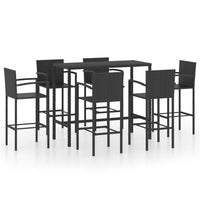 Thumbnail for 7-tlg. Gartenbar-Set Poly Rattan Schwarz