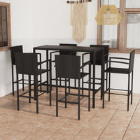 Thumbnail for 7-tlg. Gartenbar-Set Poly Rattan Schwarz
