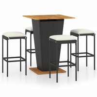Thumbnail for 5-tlg. Gartenbar-Set mit Kissen Poly Rattan Schwarz