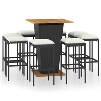 Thumbnail for 9-tlg. Gartenbar-Set mit Kissen Poly Rattan Schwarz
