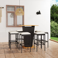 Thumbnail for 9-tlg. Gartenbar-Set mit Kissen Poly Rattan Schwarz