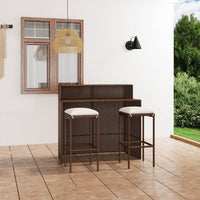 Thumbnail for 3-tlg. Gartenbar-Set mit Kissen Braun