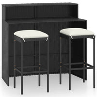 Thumbnail for 3-tlg. Gartenbar-Set mit Kissen Schwarz