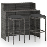 Thumbnail for 3-tlg. Gartenbar-Set mit Kissen Grau