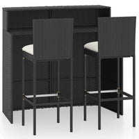 Thumbnail for 3-tlg. Gartenbar-Set mit Kissen Schwarz