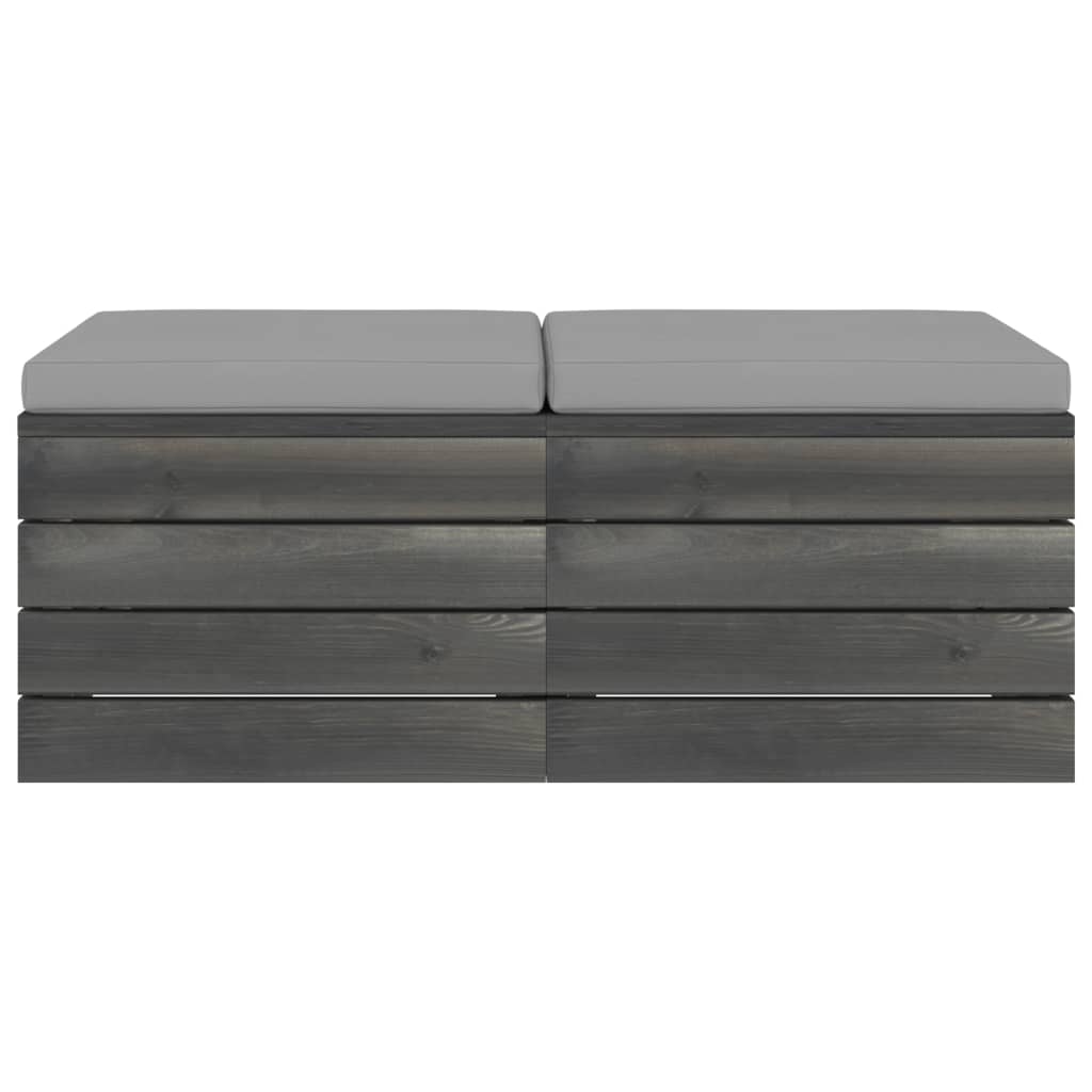 Garten-Paletten-Hocker 2 Stk. mit Kissen Kiefer Massivholz