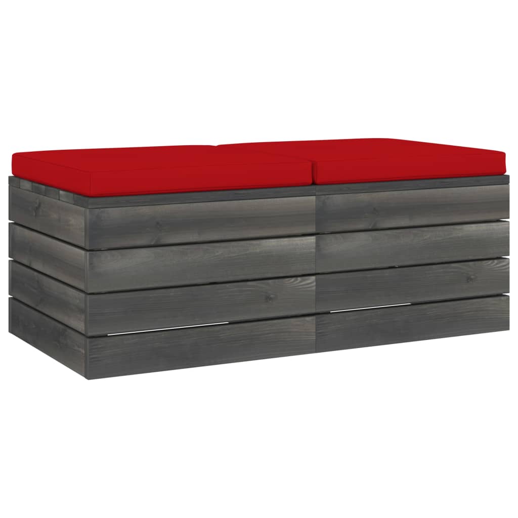 Garten-Paletten-Hocker 2 Stk. mit Kissen Kiefer Massivholz