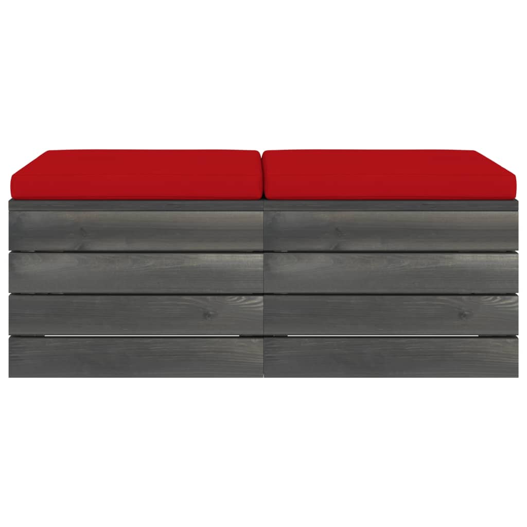 Garten-Paletten-Hocker 2 Stk. mit Kissen Kiefer Massivholz