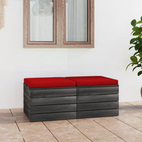 Thumbnail for Garten-Paletten-Hocker 2 Stk. mit Kissen Kiefer Massivholz