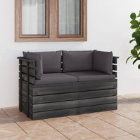 Thumbnail for Garten-Palettensofa 2-Sitzer mit Kissen Kiefer Massivholz