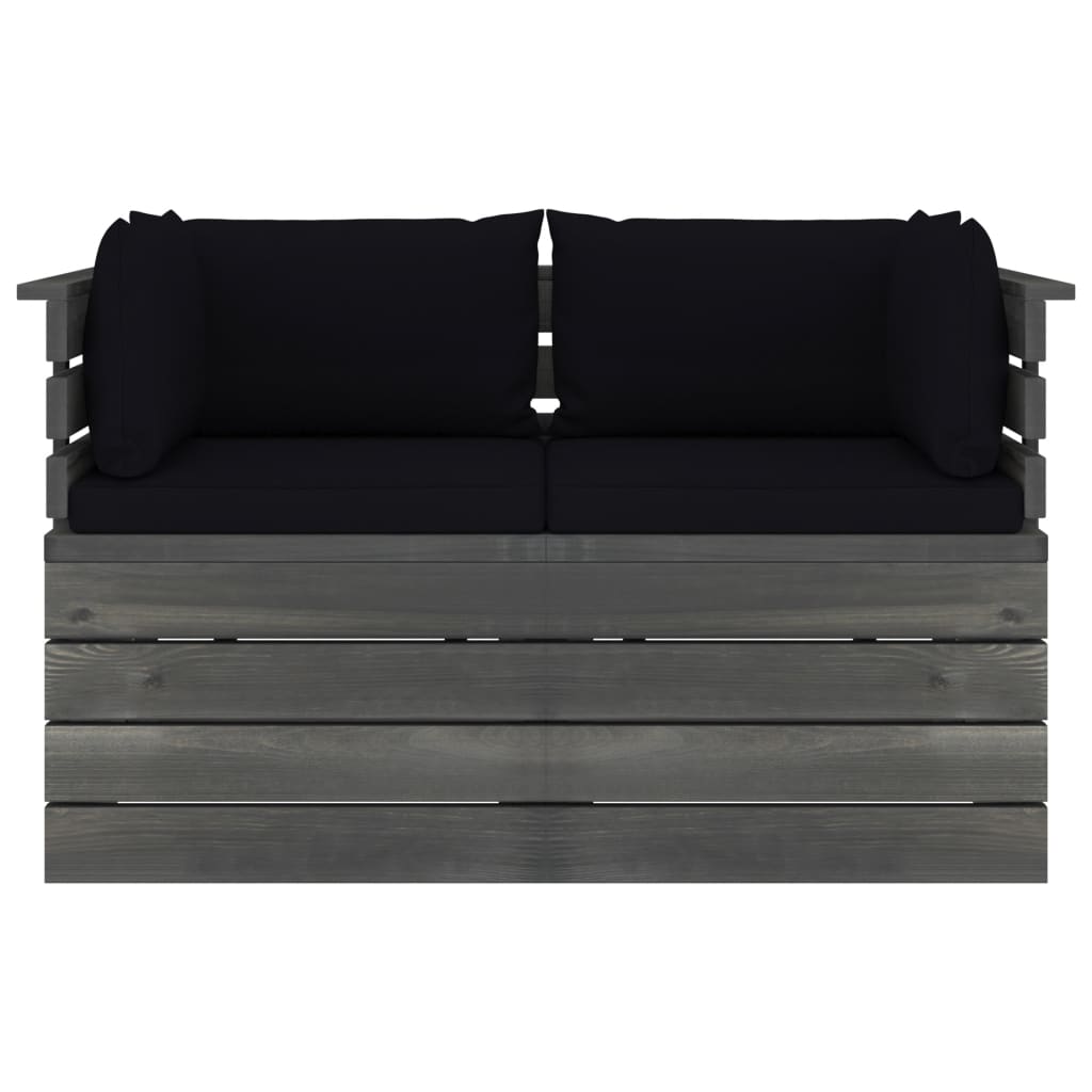 Garten-Palettensofa 2-Sitzer mit Kissen Kiefer Massivholz