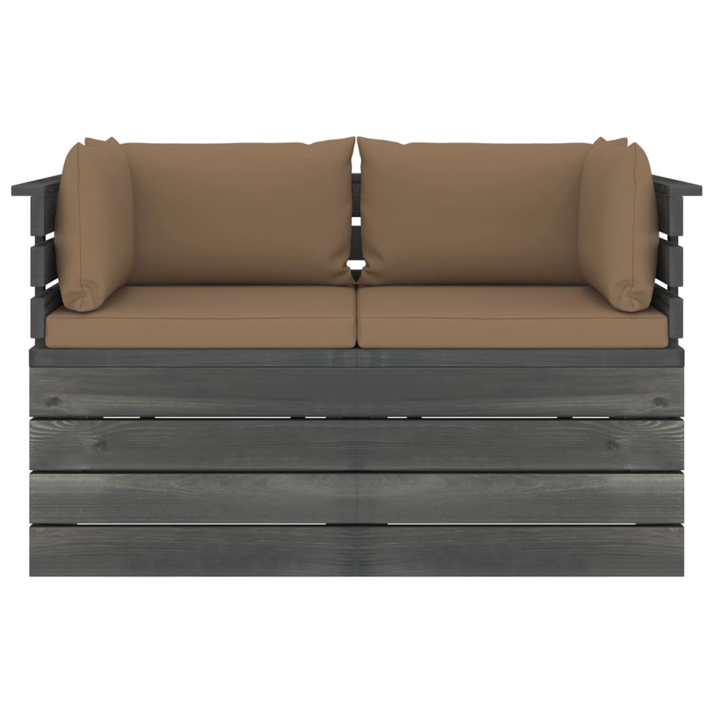 Garten-Palettensofa 2-Sitzer mit Kissen Kiefer Massivholz