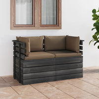 Thumbnail for Garten-Palettensofa 2-Sitzer mit Kissen Kiefer Massivholz