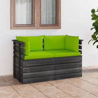 Thumbnail for Garten-Palettensofa 2-Sitzer mit Kissen Kiefer Massivholz