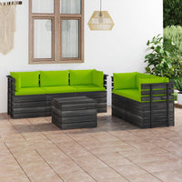 Thumbnail for 6-tlg. Garten-Sofagarnitur aus Paletten mit Kissen Kiefernholz
