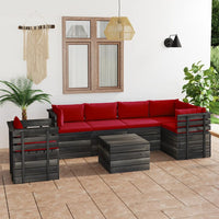Thumbnail for 7-tlg. Garten-Sofagarnitur aus Paletten mit Kissen Kiefernholz