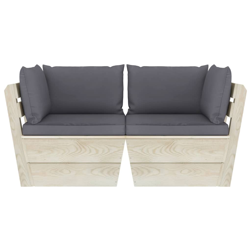 Garten-Palettensofa 2-Sitzer mit Kissen Fichtenholz