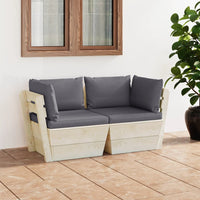 Thumbnail for Garten-Palettensofa 2-Sitzer mit Kissen Fichtenholz
