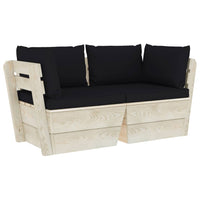 Thumbnail for Garten-Palettensofa 2-Sitzer mit Kissen Fichtenholz