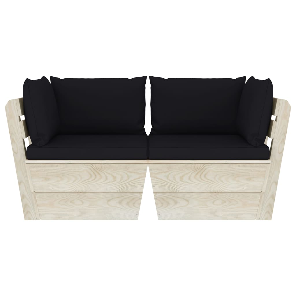 Garten-Palettensofa 2-Sitzer mit Kissen Fichtenholz
