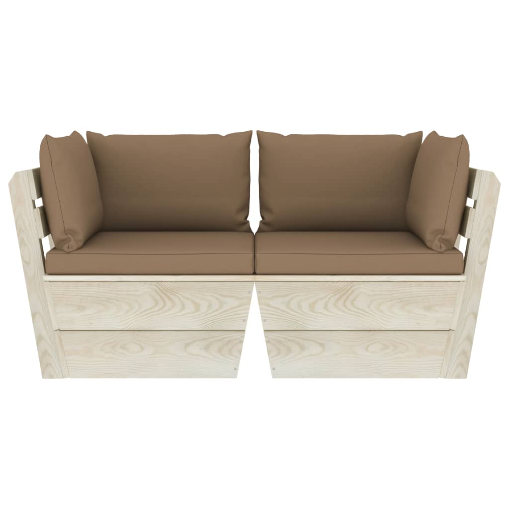 Garten-Palettensofa 2-Sitzer mit Kissen Fichtenholz