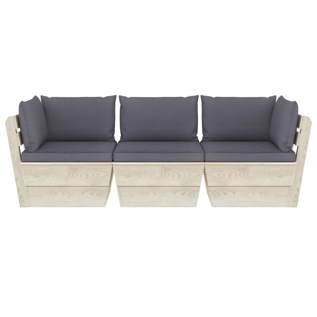Garten-Palettensofa 3-Sitzer mit Kissen Fichtenholz