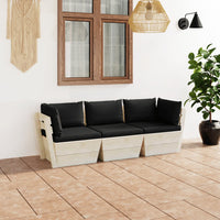 Thumbnail for Garten-Palettensofa 3-Sitzer mit Kissen Fichtenholz