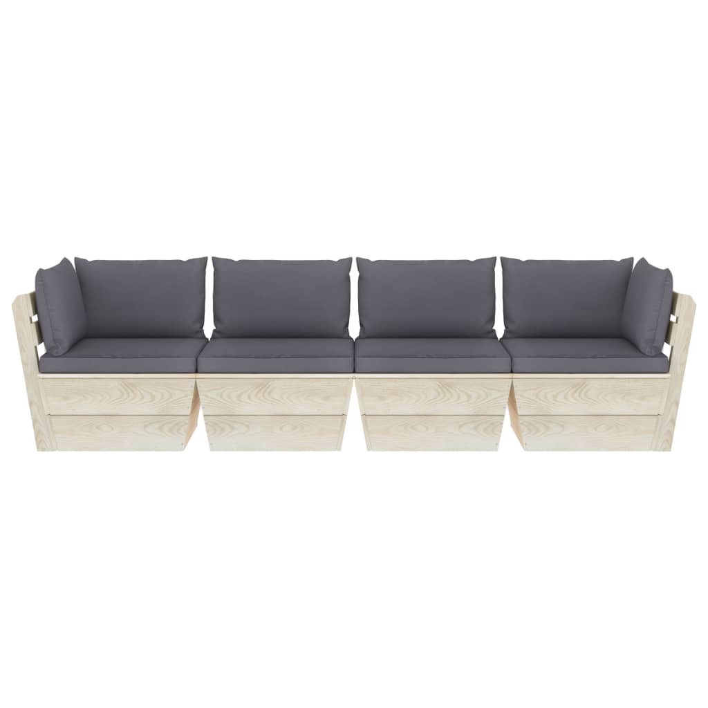 Garten-Palettensofa 4-Sitzer mit Kissen Fichtenholz