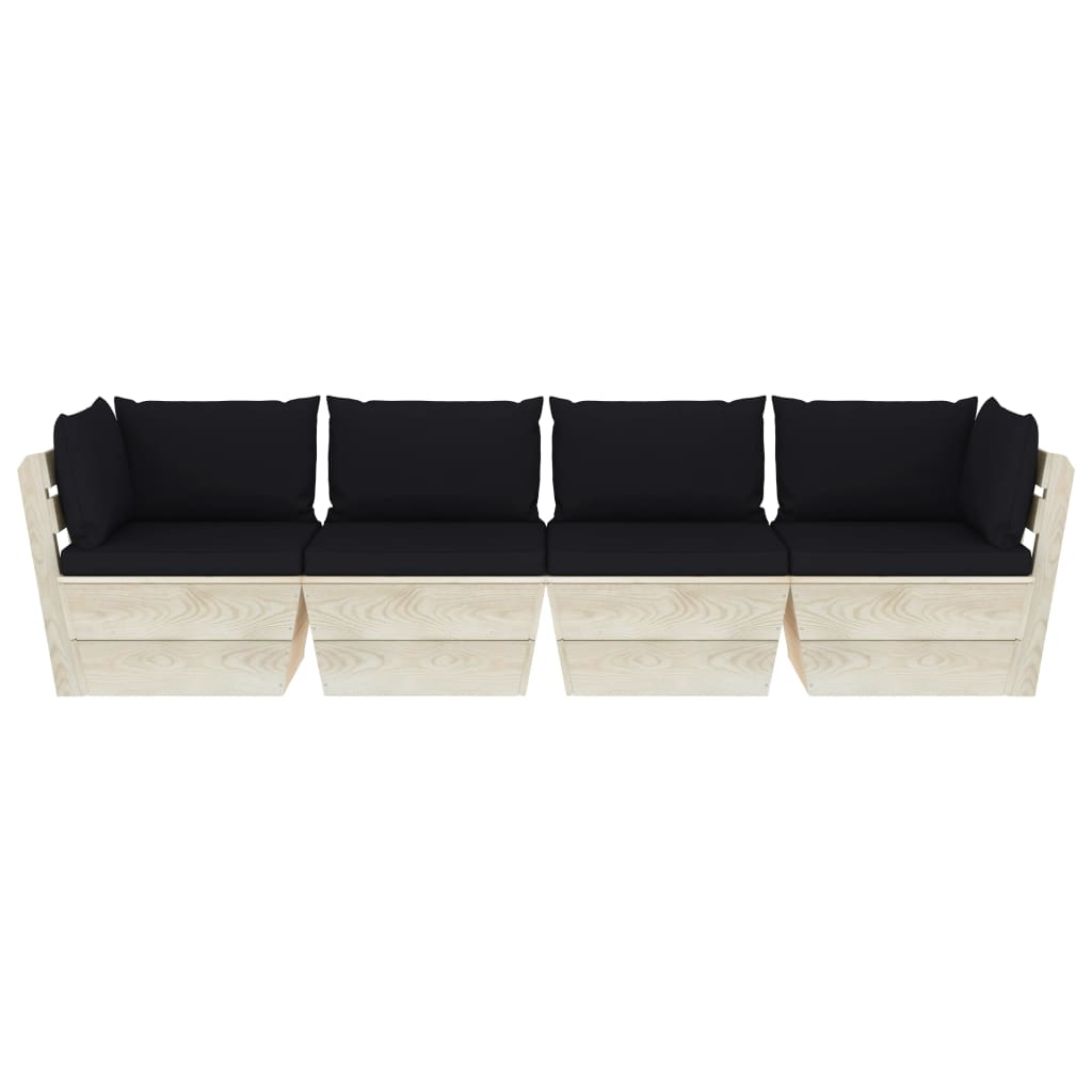 Garten-Palettensofa 4-Sitzer mit Kissen Fichtenholz