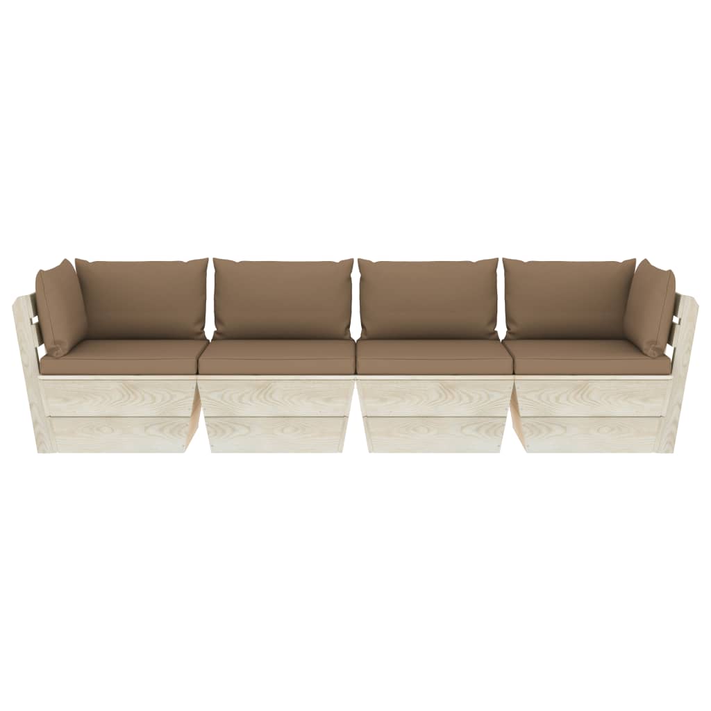 Garten-Palettensofa 4-Sitzer mit Kissen Fichtenholz