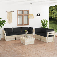 Thumbnail for 6-tlg. Garten-Sofagarnitur aus Paletten mit Kissen Fichtenholz