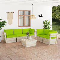 Thumbnail for 6-tlg. Garten-Sofagarnitur aus Paletten mit Kissen Fichtenholz
