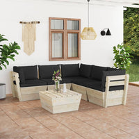 Thumbnail for 6-tlg. Garten-Sofagarnitur aus Paletten mit Kissen Fichtenholz