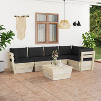 Thumbnail for 6-tlg. Garten-Sofagarnitur aus Paletten mit Kissen Fichtenholz