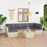 Thumbnail for 7-tlg. Garten-Sofagarnitur aus Paletten mit Kissen Fichtenholz