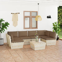 Thumbnail for 7-tlg. Garten-Sofagarnitur aus Paletten mit Kissen Fichtenholz