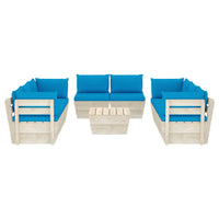 Thumbnail for 9-tlg. Garten-Sofagarnitur aus Paletten mit Kissen Fichtenholz